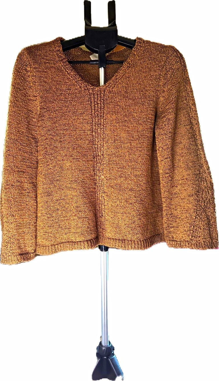 Chico's Brown Textured Chunky Knit V-Neck Long Sleeve Cotton Sweater Size S